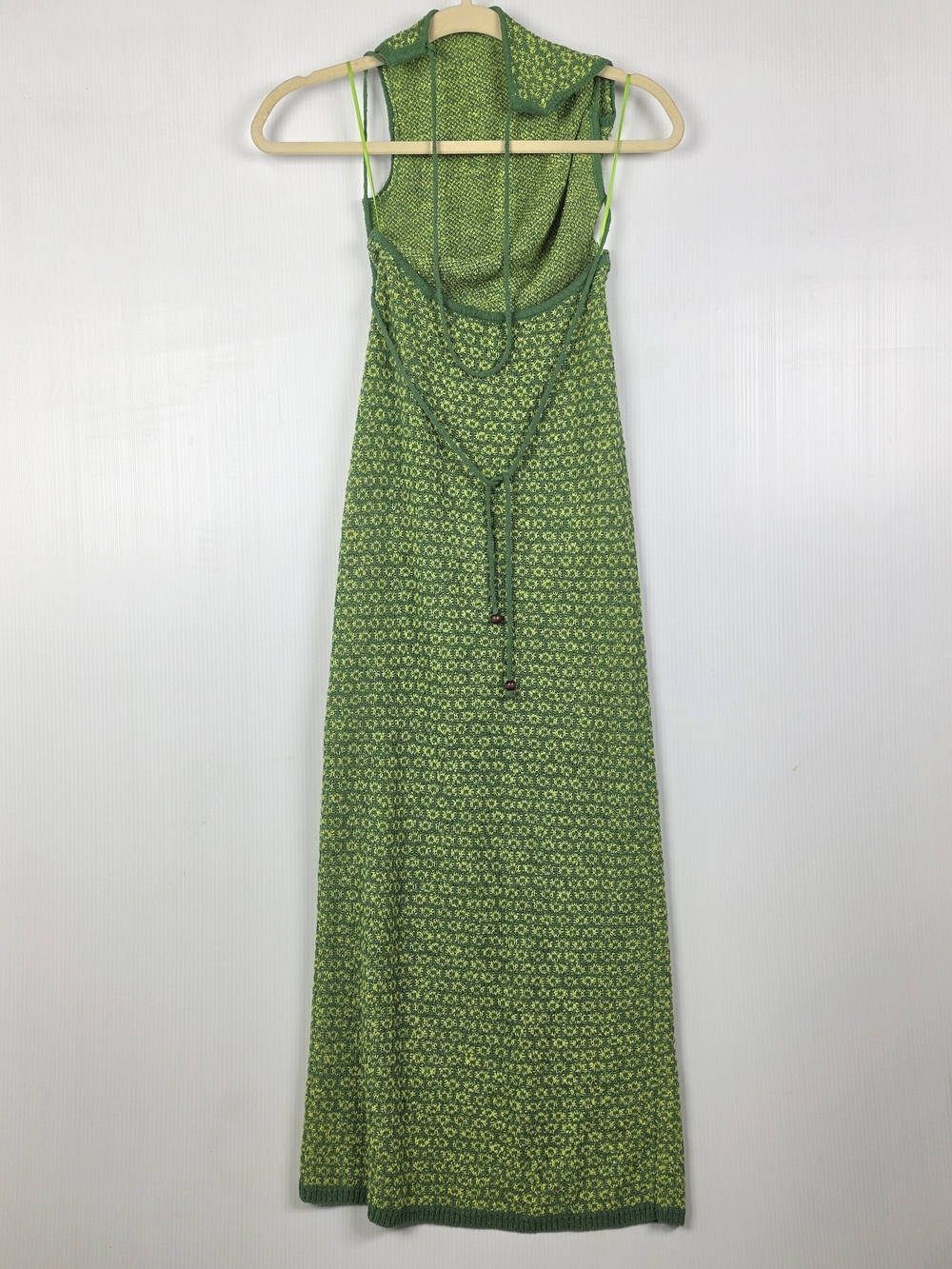 Sleeveless Green Patterned Midi Dress with Front Slit - Free People Mindy Dress - Picture 4 of 9